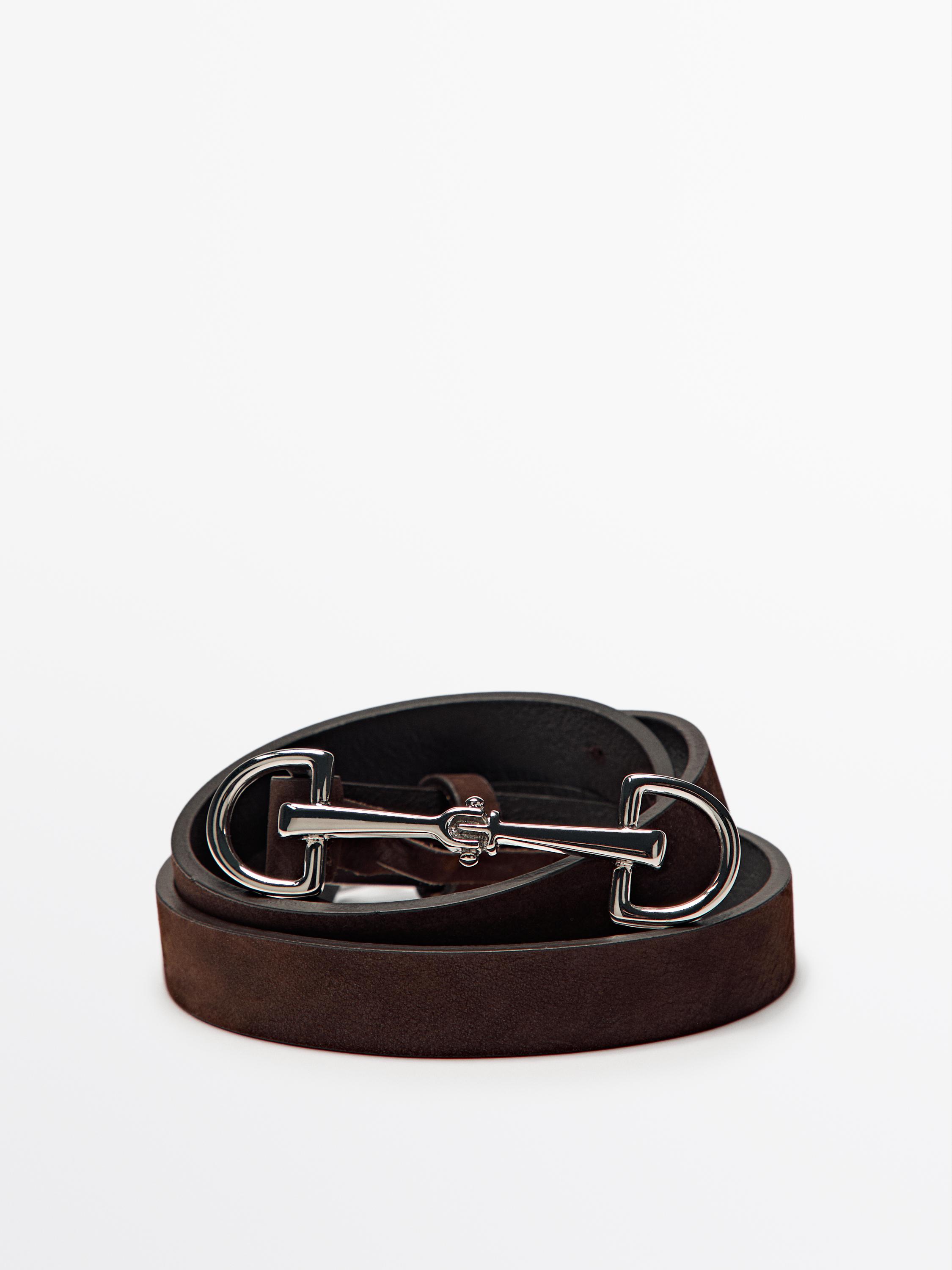Nubuck leather equestrian belt